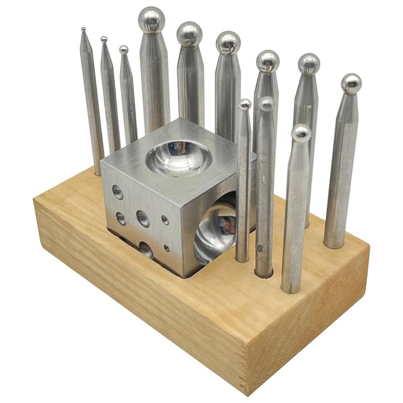 Dapping Block And Punch Set Jewelry Doming - BAAG - Juego de 13 piezas