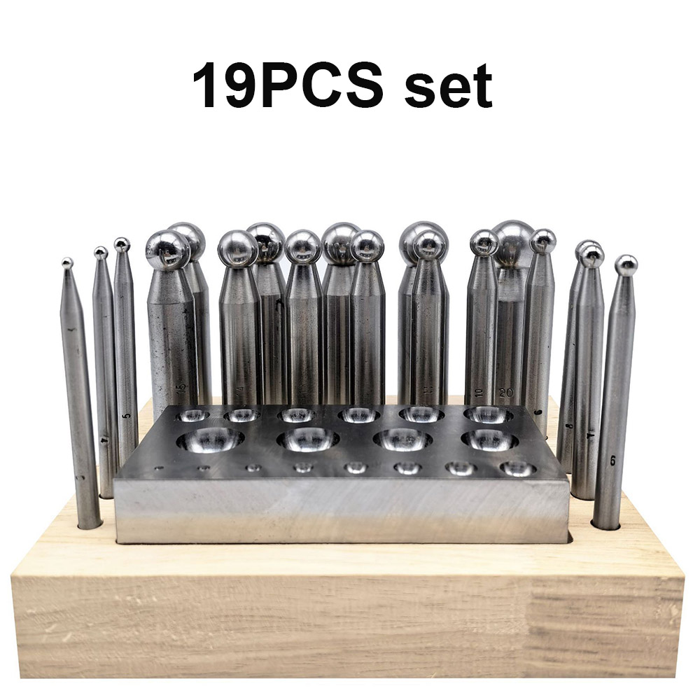 Kit de 19 Punzones de Acero de - Dapping Block And Punch Set Jewelry Doming reseña y precio