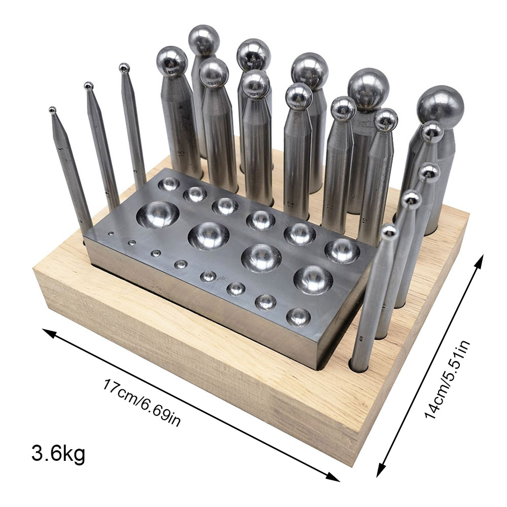 Kit de 19 Punzones de Acero de - Dapping Block And Punch Set Jewelry Doming reseña y precio